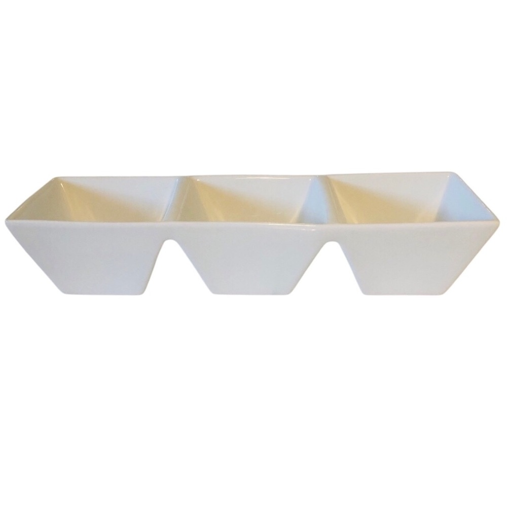 Alex Liddy White Porcelain Tri-Section Dipping Dish